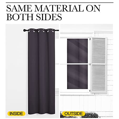 NICETOWN Greyish Purple Blackout Curtains, 34" x 63" Grommet Panels (Set of 2)