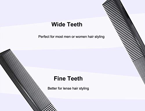 AFT90 Carbon Fiber Teasing & Barber Comb Set, Fine and Wide Tooth