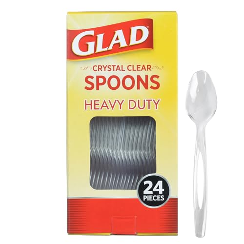 Glad Clear Disposable Plastic Spoons - 24 Count, Sturdy & Reusable