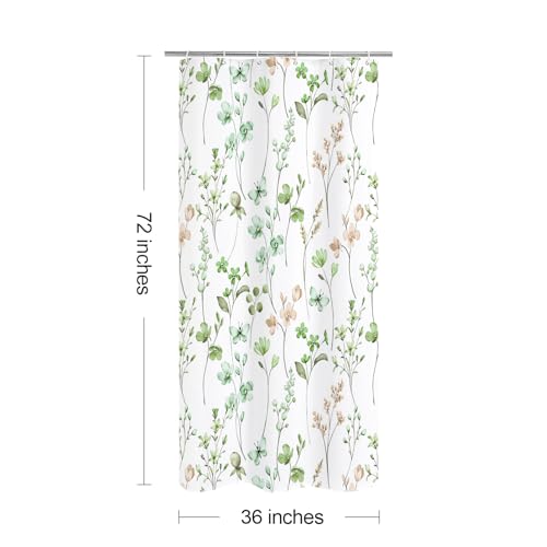 Litabel 36 x 72 Small Shower Curtain, Waterproof Watercolor Floral Fabric