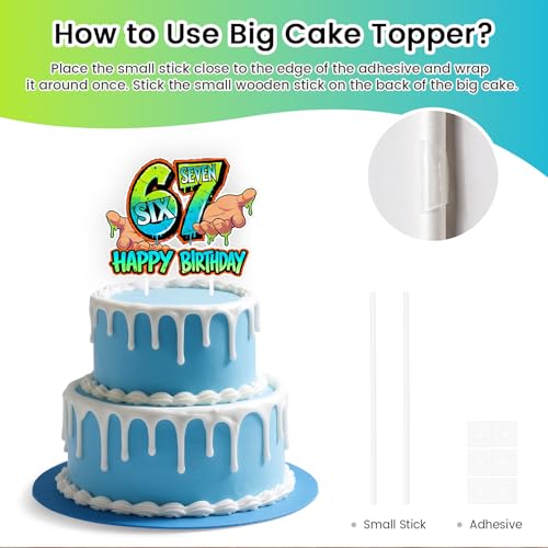 24pc 67 Meme Birthday Cake & Cupcake Topper Set - Green Multi-Colored