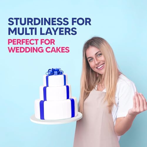 Riccle 14 Inch Round Cake Drum - Single White Sturdy Multi-Layered Support for 14" Cakes