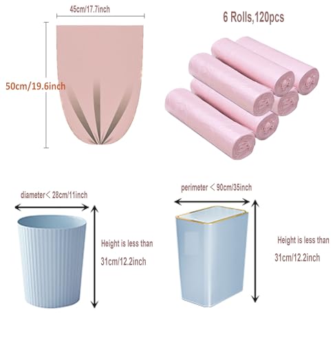 Biodegradable 3-4 Gallon Trash Bags - 120 Count Pink