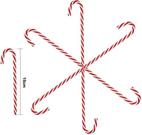 12 Red and White Plastic Candy Cane Christmas Ornaments - Holiday Tree Decor