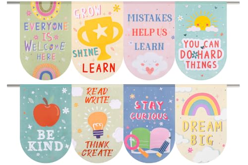 8 Pack Classroom Curtains 36x24 Inches Colorful Boho Motivational Door & Window Covers