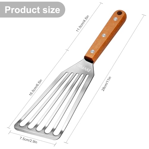 11-Inch Stainless Steel Slotted Fish Spatula with Wood Handle