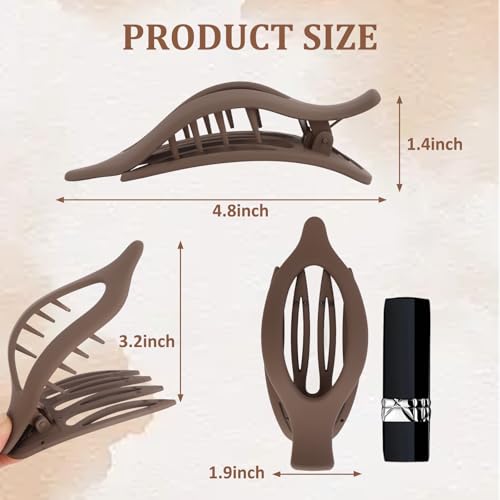 Esitrormi 6PCS Flat Claw Clips for Thick and Thin Hair Matte Large Hair Clips