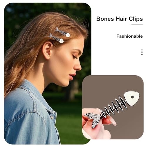 Alloy Fish Bone Hair Clips 2pcs Cute Hair Barrettes for Women