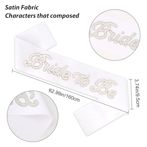 YISSION Bride to Be Sash - Pearl Embellished White Bridal Sash