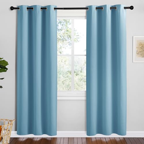 NICETOWN Teal Blue Blackout Curtains - 42" x 78" Grommet Drapes, 2 Panels