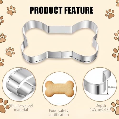6-Piece Stainless Steel Dog Bone & Paw Cookie Cutter Set