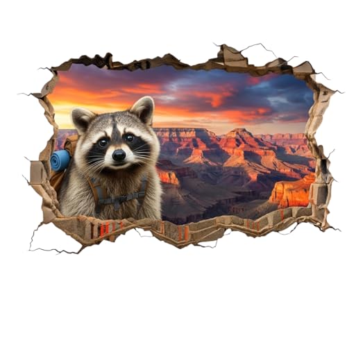 3D Raccoon Wall Decal - 5 Inch Vinyl Sticker for Room Decor