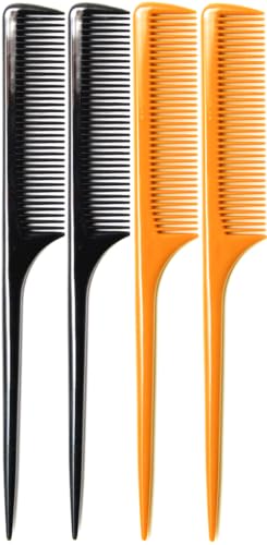 LUXXII 4 Pack Rat Tail Comb 9.25 Inch Fine Tooth Hair Styling Combs