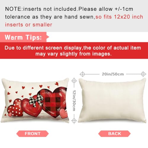Valentine's Day Pillow Cover 12x20 Inch Polka Dot Love Heart
