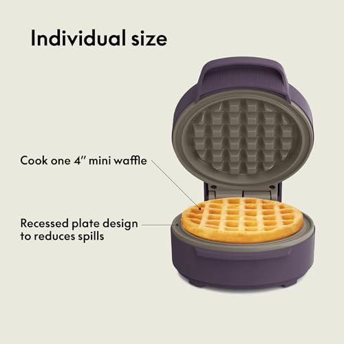BELLA Plum Stack & Store Mini Waffle Maker - 4-Inch Ceramic Non-Toxic
