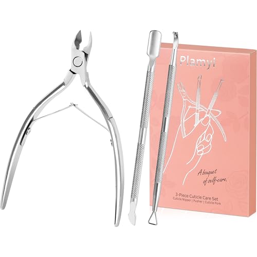 Plamyi Cuticle Trimmer and Pusher Set - Stainless Steel Manicure Pedicure Tools