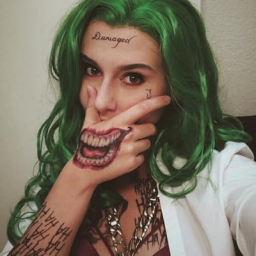 Joker Temporary Tattoos - 4 Sheets Realistic Waterproof Fake Face Tattoos for Halloween Costume Party