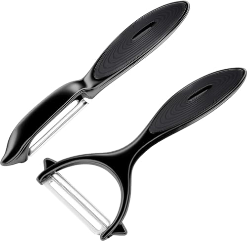 Marouom Premium Vegetable Peeler Set - Black Ergonomic Handle, 2PCS