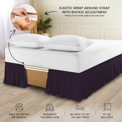 Utopia Bedding Wrap Around Queen Bed Skirt - 16 Inch Drop, Purple