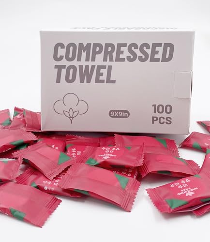100 Pack Mini Compressed Towels - Portable Disposable Wipes for Travel
