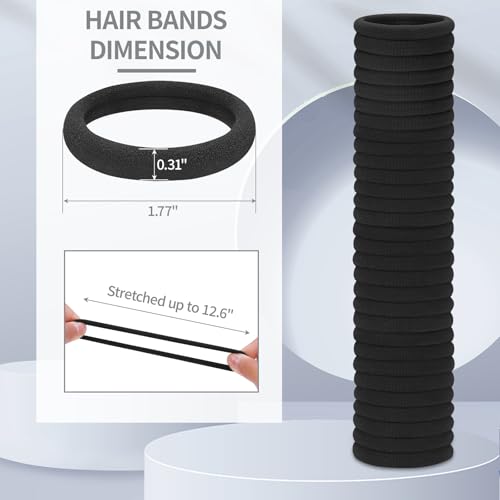 Fishinsea 150 Pcs Black Elastic Hair Ties No Damage Hair Elastics