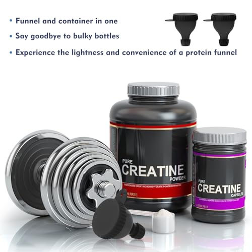 TEESSUE 2-Piece Portable Protein Powder Funnel Container Set (50ml + 100ml)