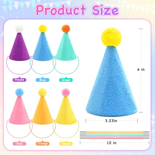 Mini Party Hats for Stuffed Animals & Pets - 6 Pack, Birthday Accessories
