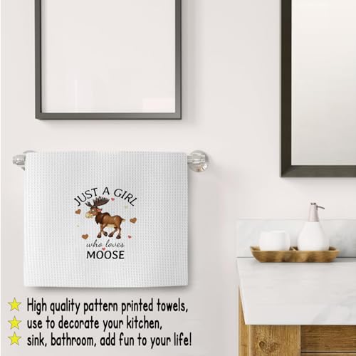SQQCMM Funny Moose Kitchen Towel Waffle Weave Dish Towel