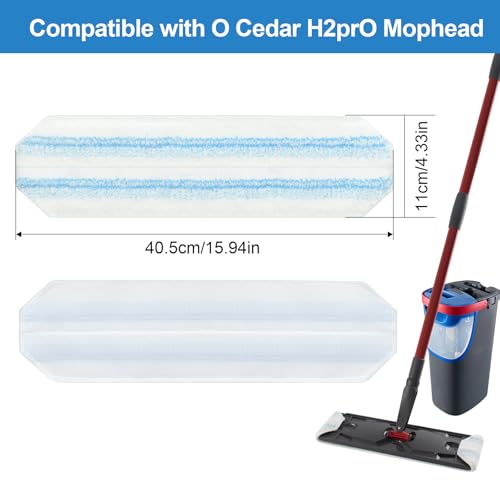 Microfiber Mop Replacement Pads for O-Cedar H2PrO Flat Mop - 4 Pack