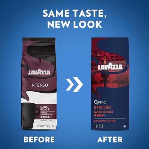 Lavazza Opera Intenso Ground Coffee 12oz - Dark Roast, Bold & Balanced, Arabica & Robusta, Ideal for Drip Brewers, Pack of 1