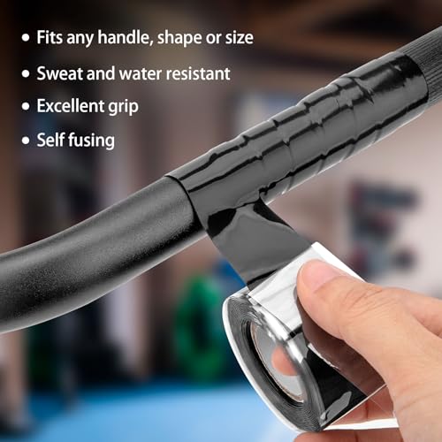 2 Rolls Grip Tape, 1IN X 10FT Grip Tape for Handles, Silicone Rubber Wrap for Pull Up Bars, Sports, Dumbbells, Barbells, Gym Equipment and Tools