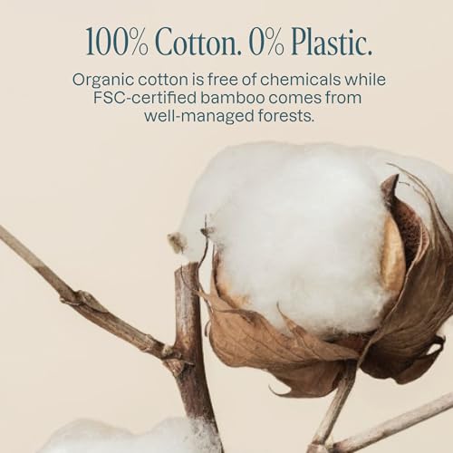 Cliganic Organic Bamboo Cotton Swabs 100 Count Eco-Friendly Buds