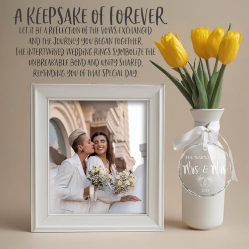 Mrs and Mrs 2024 Crystal Ornament – Elegant Wedding Gift