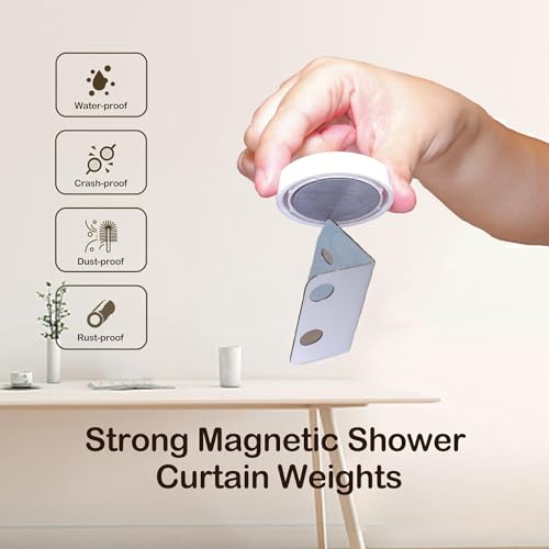 EMLTHORY Magnetic Shower Curtain Weights - 3 Sets White Liner Clips