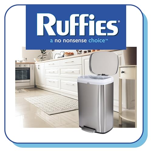Ruffies 13 Gallon Tall Kitchen Trash Bags, Drawstring, 30 Count