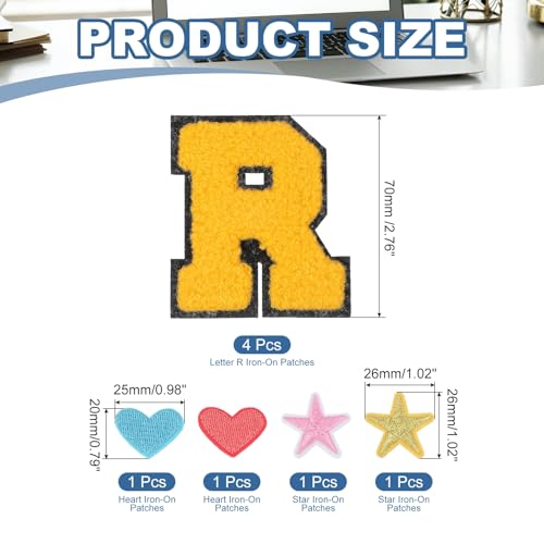 PATIKIL Iron On Chenille Letter R Patch 2.75 Inch Yellow