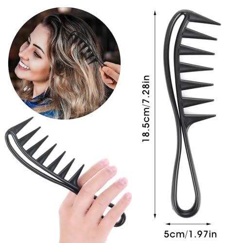2-Piece Large Wide Tooth Hair Comb Anti-Static Styling Tool for Wet Curly Hair