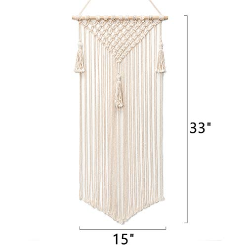 Mkono Macrame Hair Bow Holder - Ivory Wall Organizer for Clips & Headbands