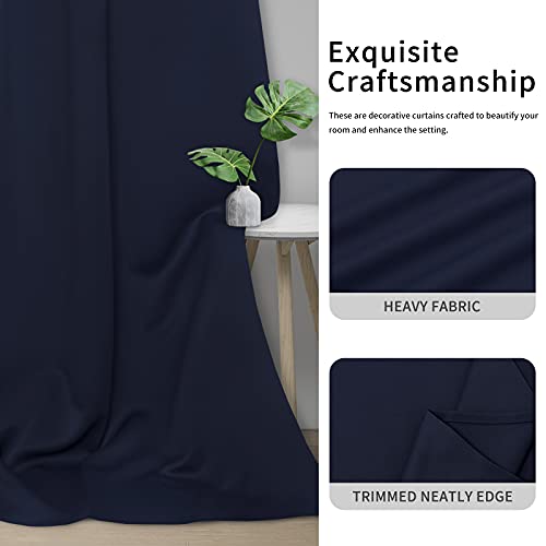 Easy-Going Navy Blackout Curtains, Thermal Insulated, 42x63 in, 2 Panels