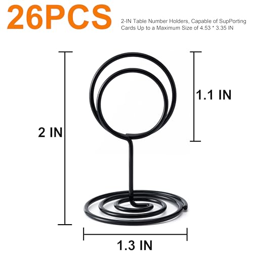 26PCS Black Table Number Holders - 2-Inch Metal Place Card Stand