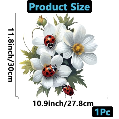 Floral Toilet Lid Cover Decal Waterproof PVC Peel and Stick Sticker