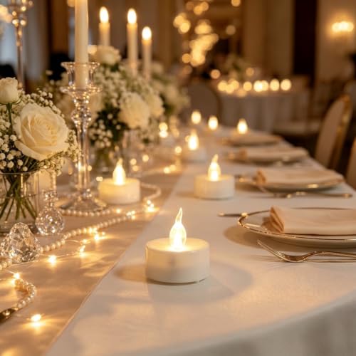 12-Pack LED Flameless Tea Lights with Timer - Warm White, Flickering, Battery Operated for Holiday & Party Decor