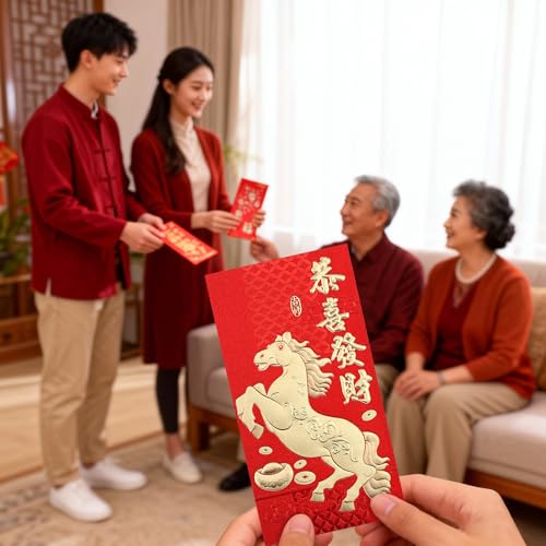 12PCS Chinese New Year Red Envelopes for 2026 Horse Festival