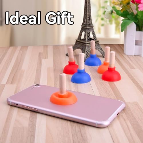 Mini Toilet Plunger Phone Holder Stand - 6-Piece Colorful Set