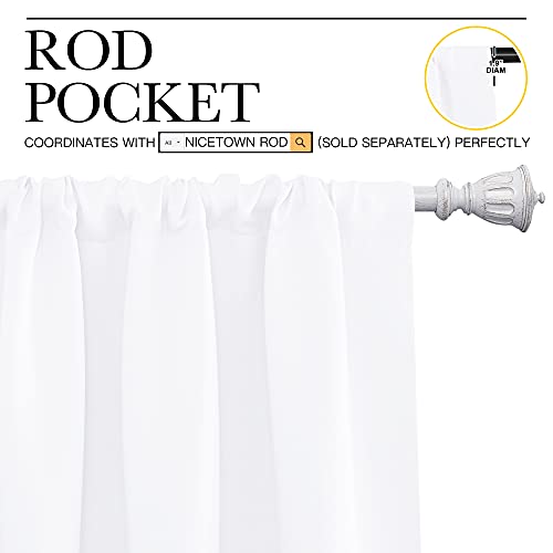 NICETOWN White Blackout Curtains for Kitchen Windows, 34"W x 45"L, 2 Panels