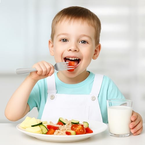 LOCONHA 14-Piece Stainless Steel Toddler Utensils Set - Kids Silverware