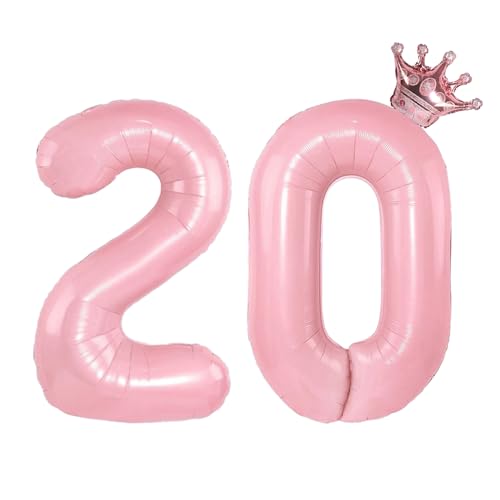 Number 20 Rose Gold Crown Balloon Set for 20th Birthday Anniversary