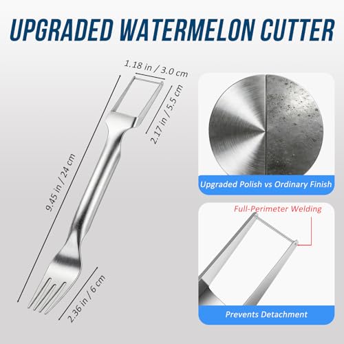 2-Pack Watermelon Cutter Slicer & Fork - Stainless Steel Fruit Tool