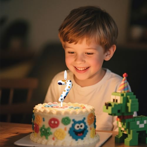 Blue Dog Paw Number Birthday Candle - Party Decoration