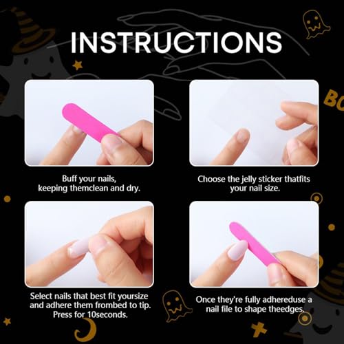 Halloween Press on Nails Medium Coffin Acrylic False Nails Pink Purple